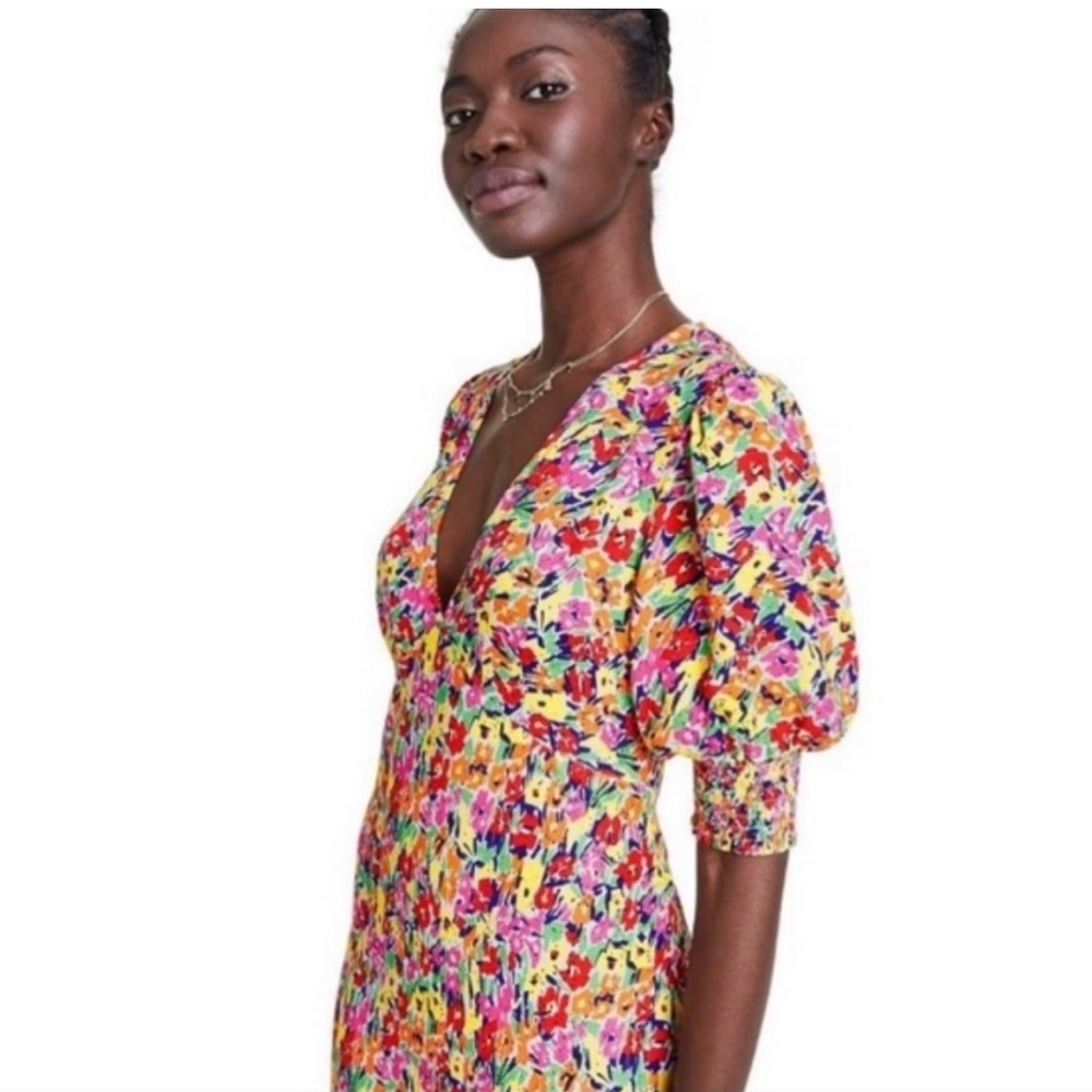 RIXO Abstract Floral Midi Dress Size 0 / XS